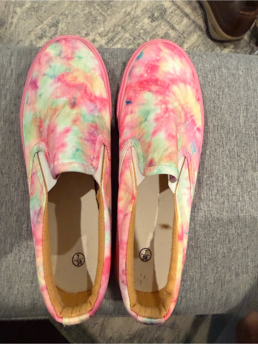 Tie-Dye Slip-On Sneakers in Pink & Pastel Multi